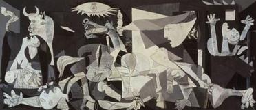 Guernica painting, with black and white dominant colors