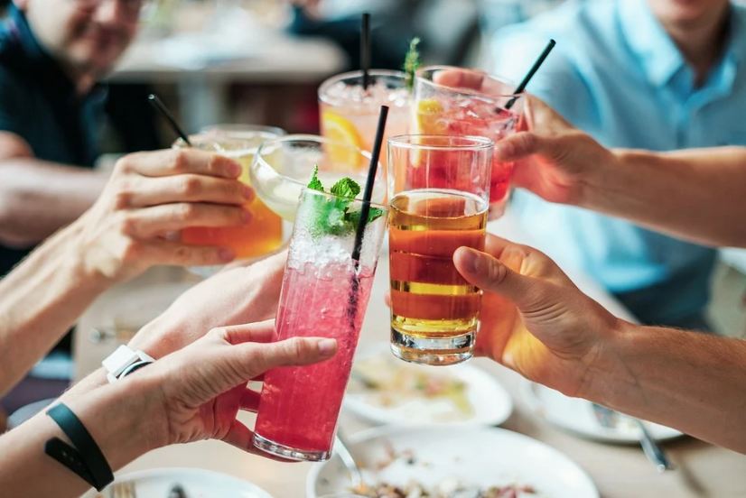 cold drinks, various drinks, hands holding different drinks